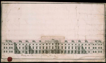 Ludwigsburg-palasset. Fasadeutforming av nordfløyen