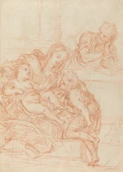Madonna og barn med de hellige Johannes og Joseph [recto], 1600-tallet.