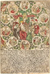 Madonna med rosenkransen, 1485.