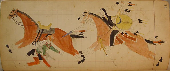 Maffet Ledger: To indianere med hester, ca. 1874-81.