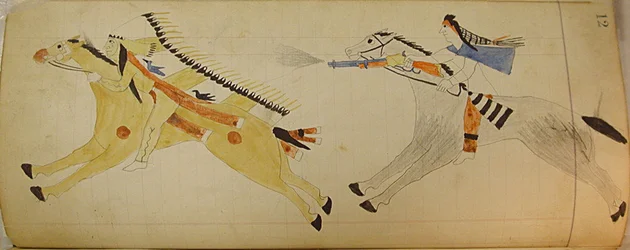 Maffet Ledger: To monterte indianere, ca. 1874-81.