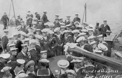 Postanrop om bord på et skip, tidlig på 1900-tallet