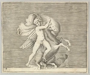 Man Grappling with Winged Horse, utgitt ca. 1599-1622.