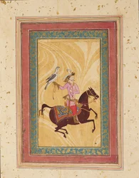 Mann på hest med en hauk, 1600-tallet