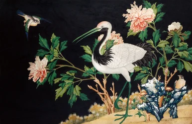 Manchurian Crane i et kinesisk landskap, 1700-tallet