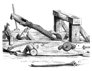 Mangonel, en krigsmotor på 1400-tallet, 1870