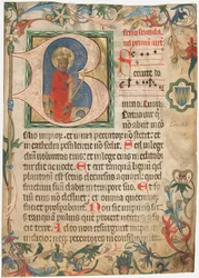 Manuskriptblad fra et missal, østerriksk, sent på 1400-tallet.