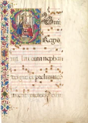 Manuskriptblad med Saint John Gualbert i en innledende S, fra en Antiphonary, tidlig på 1500-tallet.