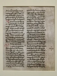 Manuskriptblad med tekst på Bolorgir, armensk, 1400-1500-tallet.