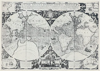 Kart som viser Drakes Voyage of Circumnavigation 1577-1580, 1923.