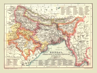 Kart over Bengal, Nordvest- og Sentralprovinsene og Assam, 1902.