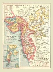 Kart over Bombay, Berar og en del av Sentral-India, 1902.