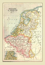 Kart over Holland og Belgia, 1902.