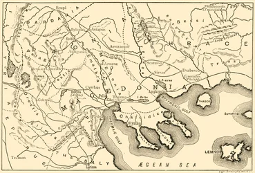 Kart over Macedon og de tilstøtende distriktene, 1890.