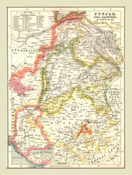 Kart over Punjab, Sind, Rajputana og Kashmir, 1902.