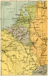 Kart over den belgiske grensen med forter, 1919.