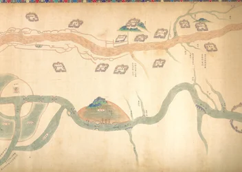 Kart over Canal Grande fra Beijing til Yangzi-elven, sent på 1700- eller tidlig på 1800-tallet.