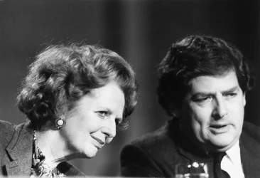 Margaret Thatcher og Nigel Lawson, britiske politikere, ca 1980-tallet