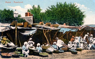 Market, Rawalpindi, India, tidlig på 1900-tallet