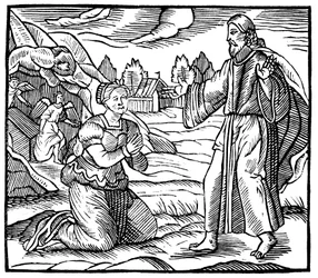 Maria Magdalena ser åpenbaringen av den oppstandne Jesus Kristus, c1500