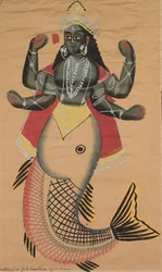 Matsya, fiskeinkarnasjon av Vishnu, 1500-tallet.