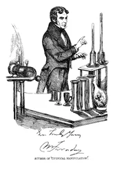Michael Faraday foreleser ved Royal Institution, London, c1835