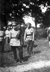 Mikhail Alekseyev, øverstkommanderende for den frivillige hæren, nær Ekaterinodar, Russland, 1918
