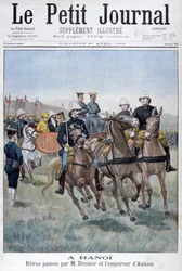Militær anmeldelse av Paul Doumer og keiseren av Annam, Hanoi, Indokina, 1902