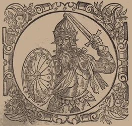 Mindaugas, konge av Litauen Fra: Sarmatiae Europeae descriprio... av A. Guagnini, 1578