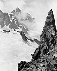 Mont Maudit sett fra Aiguille Marbrees, Alpene, tidlig på 1900-tallet