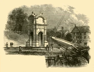 Monument i New Plymouth, for å markere stedet for pilgrimsfedrenes landing, 1890.