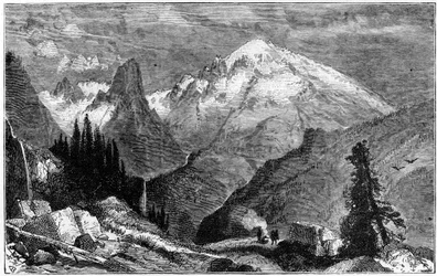 Mount Shasta, den nordlige toppen av Sierra Nevada, California, USA, c1870
