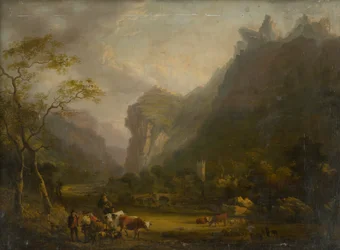 Mountain Valley med en figurgruppe i forgrunnen