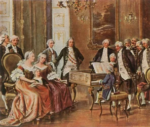 Mozart spiller for keiserinne Maria Theresia, 1. oktober 1762, 1936