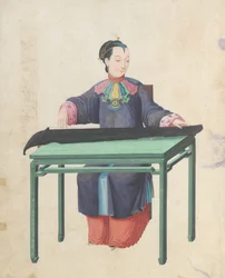 Musiker som spiller Guqin, sent på 1700-tallet.