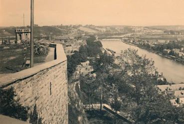 Namur. Tourelle des Guetteurs og sammenløpet av Sambre og Meuse, c1900