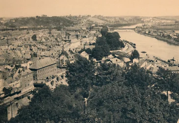 Namur. Utsikt over byen og sammenløpet av Sambre og Meuse, c1900