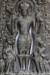 Indias nasjonalmuseum, Delhi. Vishnu. Pala, 9.-10. århundre e.Kr. Øst-India. Stein. Detalj. India.