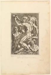 Neptune sittende blåser et konkylieskjell, 1500-tallet.