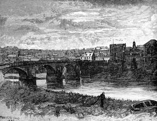 Newport Castle and bridge, Newport, Wales, 1900