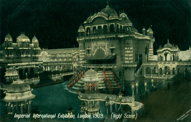 Nattscene ved Imperial International Exhibition, White City, London, 1909