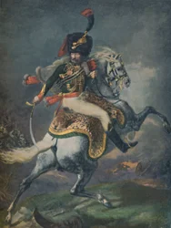 Offiser for de monterte chassørene som lades. Imperial Guard, c1812, 1896.
