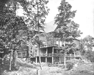 Old Log Cabin, Lake Placid, Adirondacks, New York State, USA, c1900.