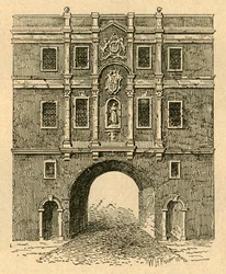 Old Lud Gate, fra et trykk utgitt rundt 1750, 1897.