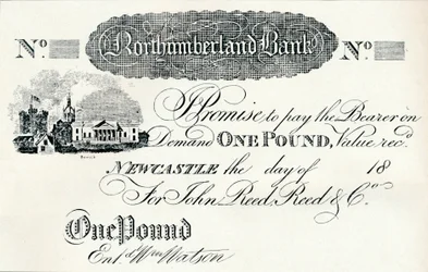 Ett pundseddel utført for Northumberland Bank, c1820