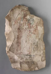 Ostracon: Ramesses II sugd av en gudinne, ca. 1279-1213 f.Kr.
