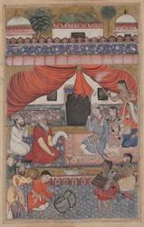 Side fra Tales of a Parrot Tuti-nama: Trettitredje natt: Forberedelse til ekteskapet..., ca. 156
