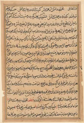 Side fra Tales of a Parrot Tuti-nama: tekstside, ca. 1560.