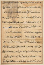 Side fra Tales of a Parrot Tuti-nama: tekstside, ca. 1560.