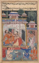 Side fra Tales of a Parrot Tuti-nama: tekstside, ca. 1560.
